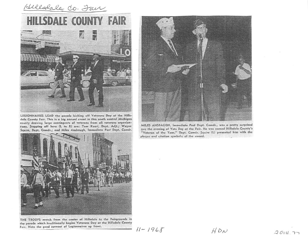 Page 1 of the original biography for Miles Ansbaugh