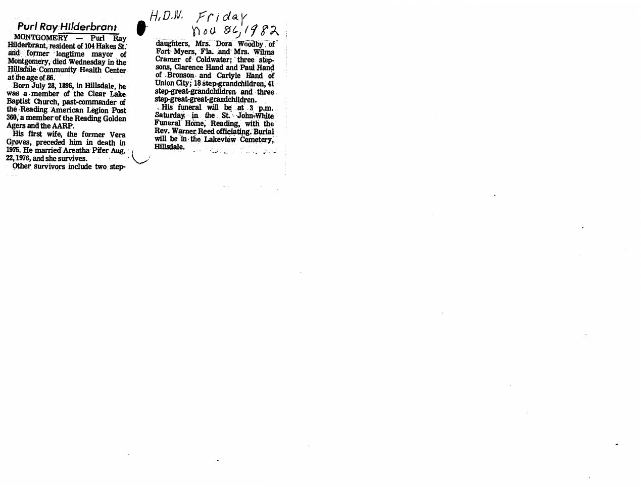 Page 2 of the original biography for Ray Hilderbrant