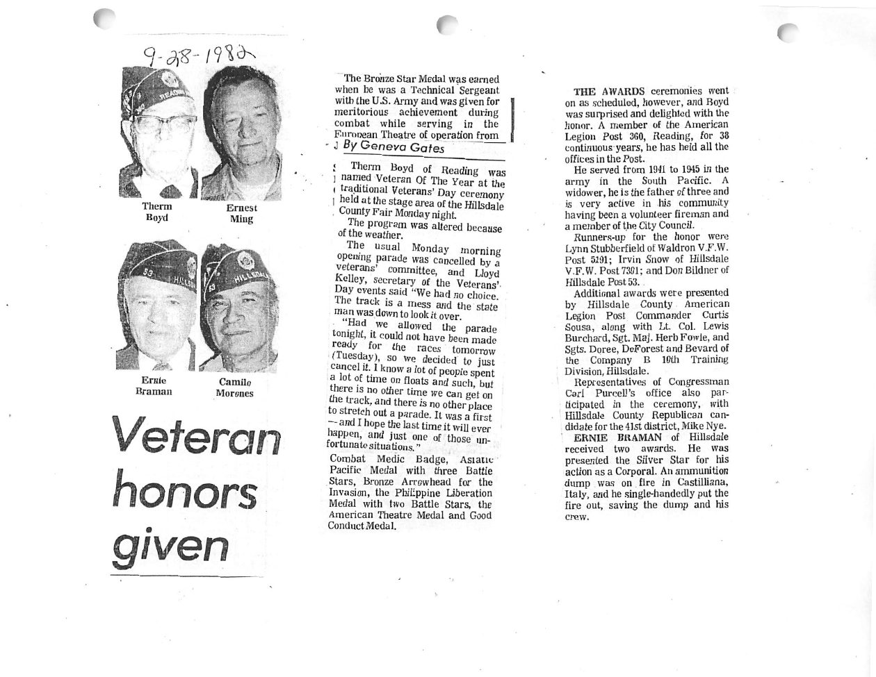 Page 1 of the original biography for Thurman Boyd