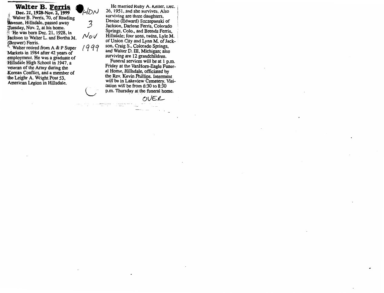 Page 1 of the original biography for Walter Ferris